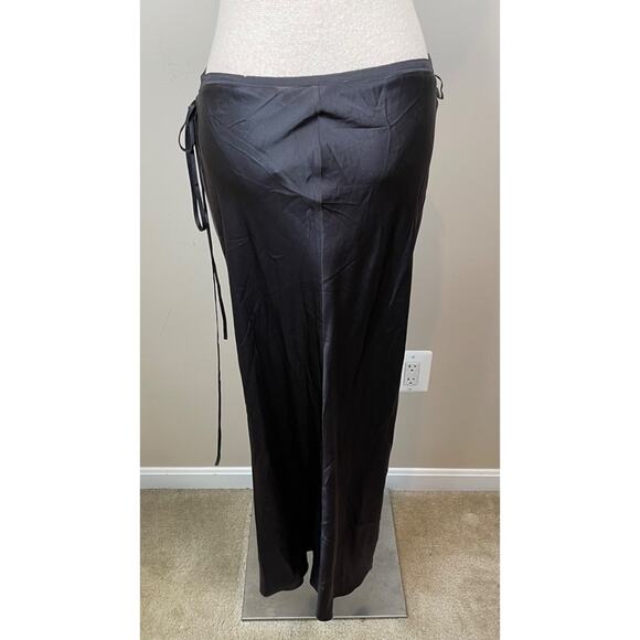 Christopher Esber Cowl Lingerie Silk Charcoal Black Maxi Skirt Size 4 - Picture 6 of 8